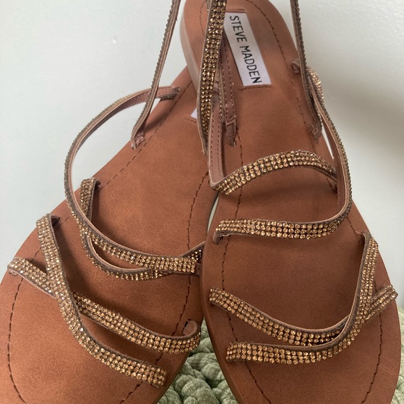 Steve Madden bronze Rita Rhinestone strap sandals - Picture 3 of 10